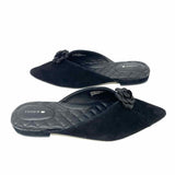 Birdies Women's Black Size 8 Flat Suede Flower Mules