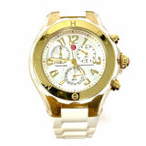 Michelle Stainless Steel White Gold Tone 9" Silicon Band Watch