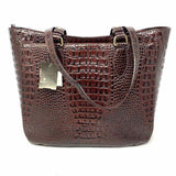 Brahmin Verona Burgundy Croc Embossed Leather Tote