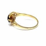 Estate size 4 10K Yellow Gold Red Round Garnet Ring