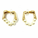 Natasha Ivory Gold Tone Hoop Faux Pearl Earrings