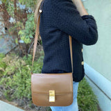 Celine 2011 Classic Box Brown Flap Leather Shoulder Bag