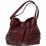 Coach Willow Floral Edie Burgundy Red Pebbled Leather Tote