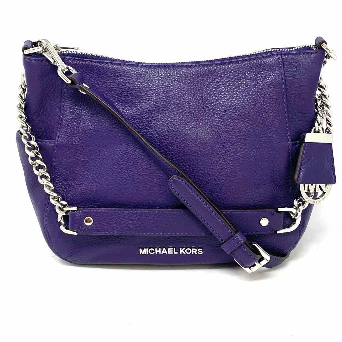 Michael by Michael Kors Chandler Purple Zip Pebbled Leather Satchel