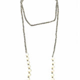 Beaded Gray White Tie Pearl Necklace