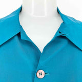 SPENSER JEREMY Women's Teal Size M Button Up Silk Short Sleeve Top