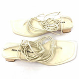 A'mmonde Atelier Women's Cream Size 7.5 Strappy Leather Kitten Heel Sandals