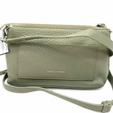 REBECCA MINKOFF Darren Sage Green Turnlock Studded Pebbled Leather Crossbody