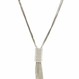 Statement Silver tone Tassel 28" Chainmail Necklace