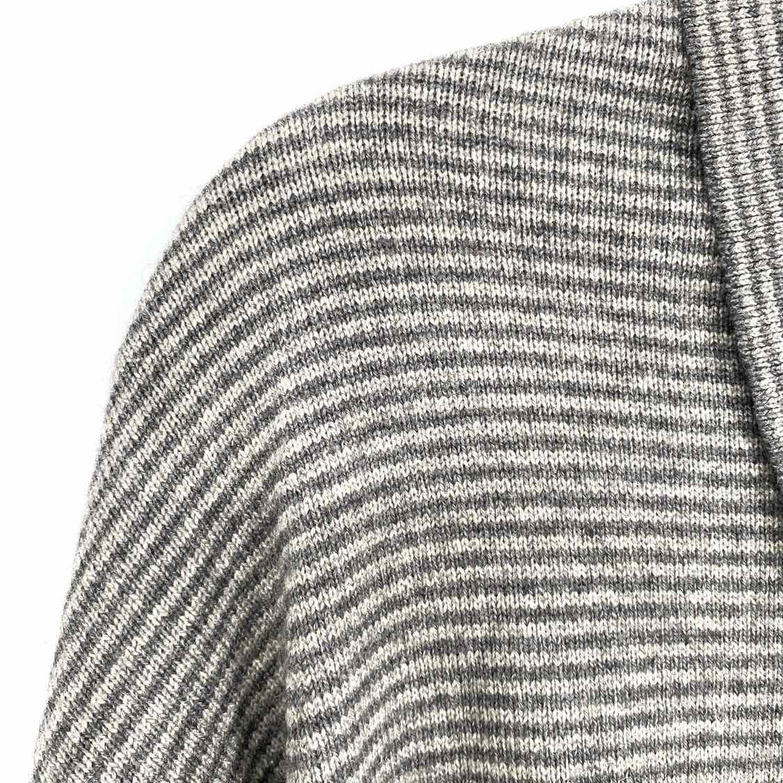 Aida Barni Men's Gray Size XL Quarter Button Cashmere Silk Blend Stripe Sweater