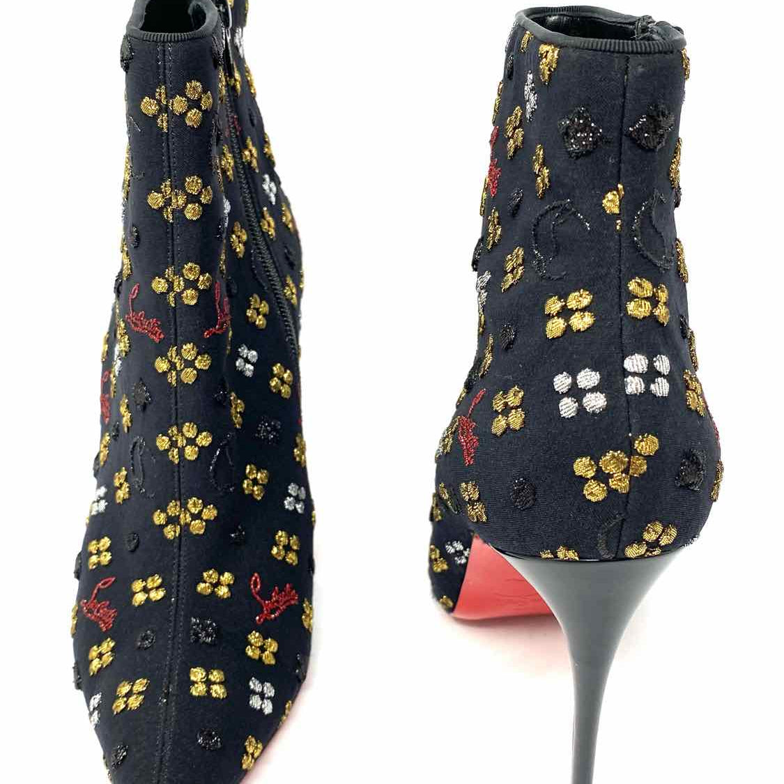 Christian Louboutin In The Sky Women's Black Size 40/10 Ankle Jacquard Mo Bootie