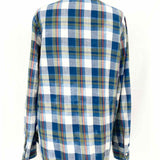 Current / Elliott Women's Blue Green Size 2 Button Down Plaid Long Sleeve