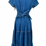 Polo Ralph Lauren Women's Blue Size 6 Button Down Denim Tiered Dress