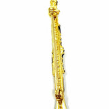Estate Clarinet Metal Black Crystal Gold Tone Brooch