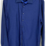 Stone Rose Men's Blue Size S Textured Long  Button Down Sleeve Shirt
