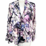 Misa Women's Purple Size S Ruffled Sheer Floral Long Sleeve