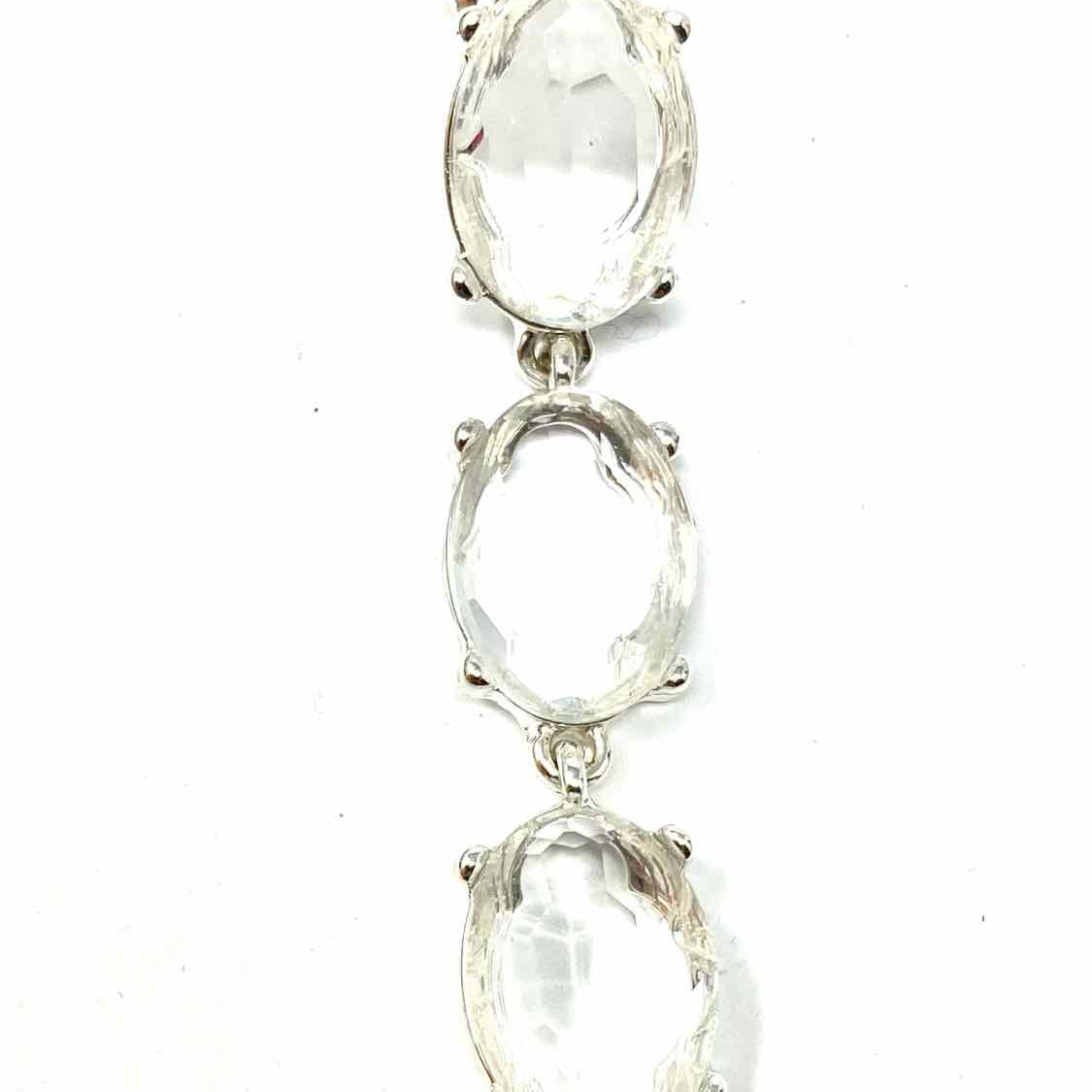 Leith Clear Silver Tone Dangle Linear Crystal Earrings