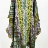Beaded Green Blue Stripe Shawl