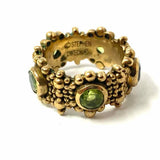 Stephen Dweck size 7 Gold Tone Band Dots Peridot Ring
