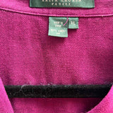 Lauren by RL Women's Magenta Size PL Button Down Linen Long Sleeve