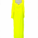 Alex Perry Manor Women's Neon Yellow Size 14 Floor Length Long Sleeve Dress