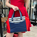 Kate Spade Park Avenue Beau Red White Blue Color Block Leather Satchel