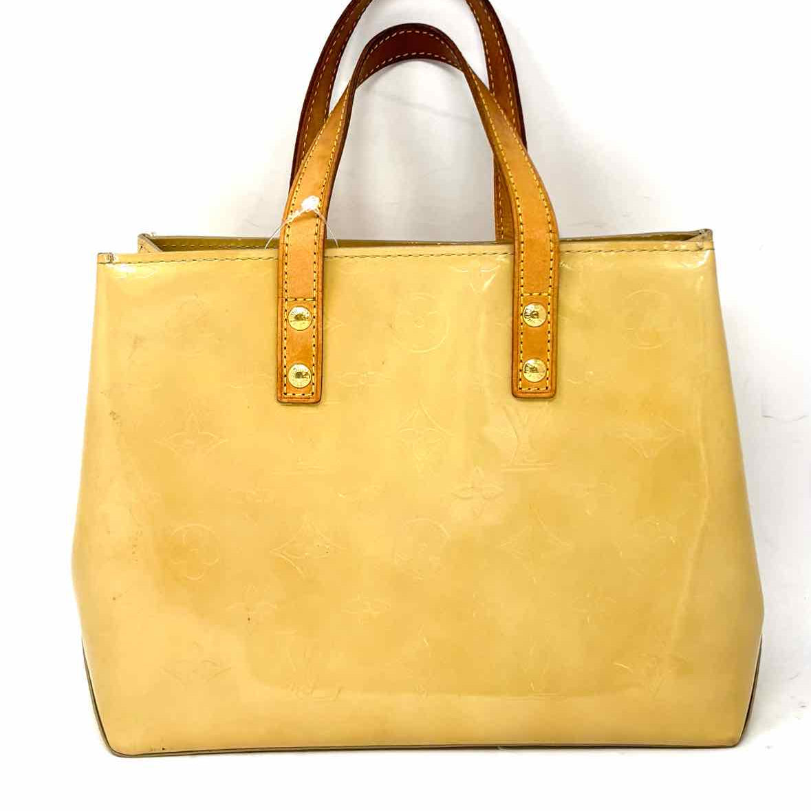 LOUIS VUITTON 2002 Reade PM Beige Mini Monogram Vernis Leather Tote w/ Wallet