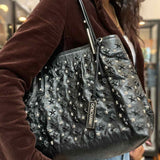 JIMMY CHOO Sasha Black Star Studded Patent Leather Tote