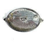 Liz Claiborne Silver tone Oval Mosaic Mother of Pearl Brooch