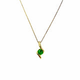Estate 925 Sterling Silver Pendant 18" Swirl Emerald Necklace