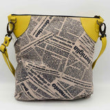 MAURIZIO TAUITI Gray Yellow Square Newspaper Leather Crossbody