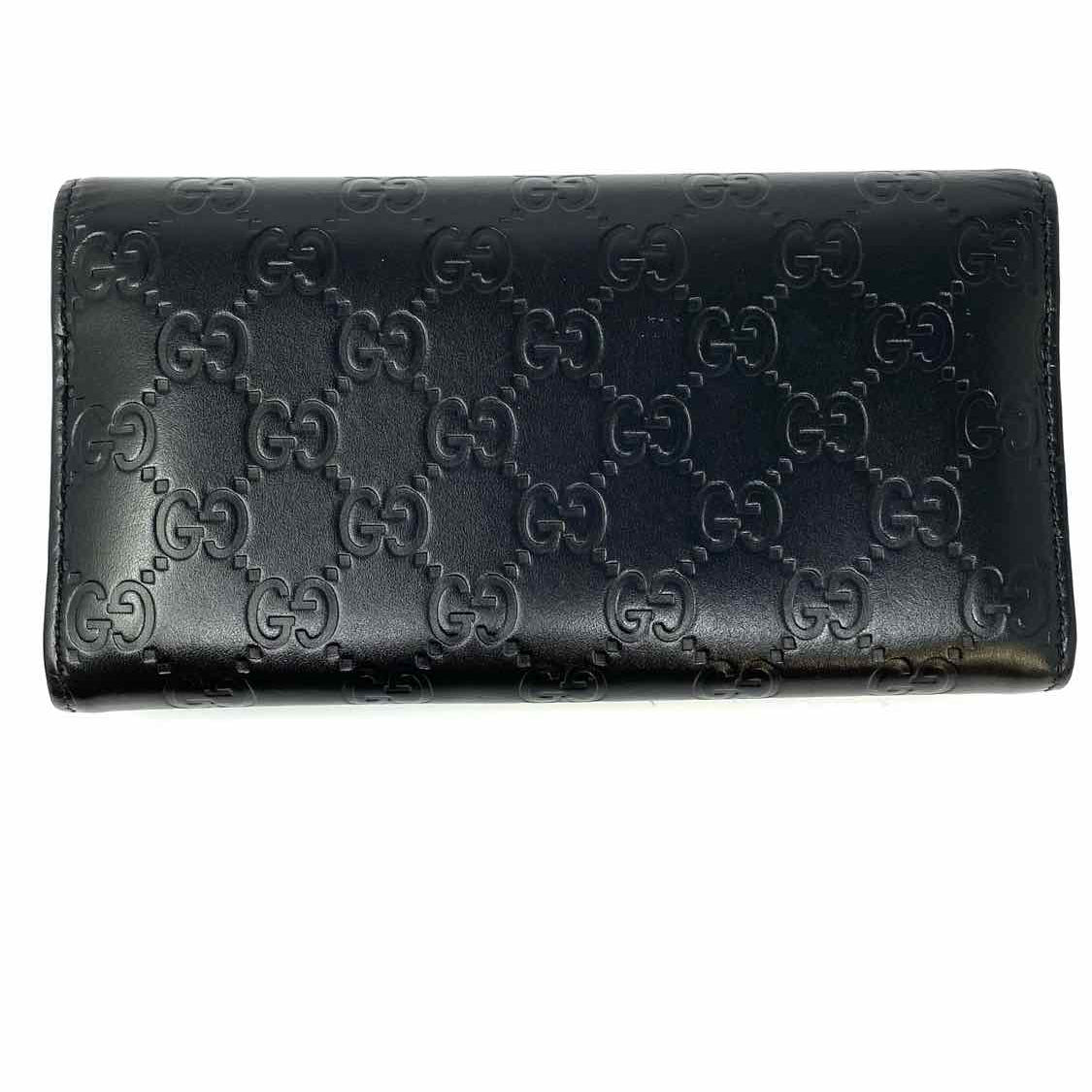 Gucci Black Accordion GG Guccissima Leather Wallet