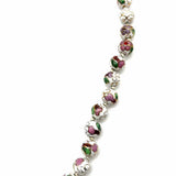 Statement White Pink Beaded 27" Cloisonne Flower Necklace