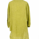 Made in Italy Women's Green Size One Size High Low Linen Floral Long Sleeve