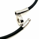Hermes Kite Leather Black Silver Tone Choker 17 in Necklace