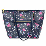 Coach Coated Canvas Navy Zip Top Floral Tote