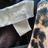 Michael by Michael Kors Women's Brown Size 3 Pleated Leopard Print Dress