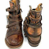 Freebird Crue Women's Brown Size 7 Covered Leather Strappy Covered Bootie