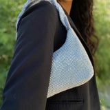 Madison West Silver Slouchy Sparkle Rhinestone Shoulder Bag