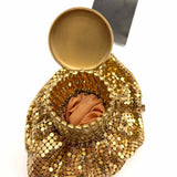 Whiting and Davis Beggar Bag Metal Mesh Gold Tone Expandable Clutch