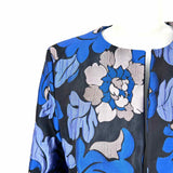 Bebe Vintage Women's Black Blue Size M jacquard Flower Jacket