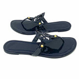 Tory Burch Miller Women's Navy Size 8 Patent Leather Logo Flip-Flops