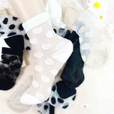 7DAYSSOCKS Women's White Cotton/Spandex Sheer Polka Dot Socks