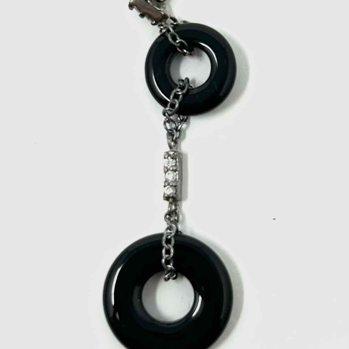 .925 Dangle Crystal Onyx 2 Circle Earrings