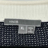 Vince Women's Navy White Size XL Boatneck Cotton Honeycomb Sweater