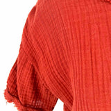 Eileen Fisher Women's Brown Size XXS Gauze Raw Hem Short Sleeve Top