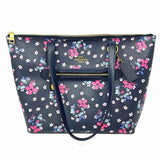 Coach Coated Canvas Navy Zip Top Floral Tote