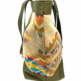 Pendleton Wool Beige Green Zip Top Tribal Tote