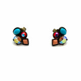SORRELLI Blue Orange Stud Cluster Crystal Earrings
