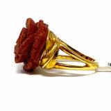Estate 7 .925 Sterling Red Gold Tone Rose Coral Ring
